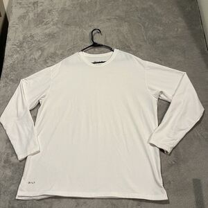 BYLT Shirt Men's XXL 2XL White Drop Cut Lux Long Sleeve Athletic Shirt